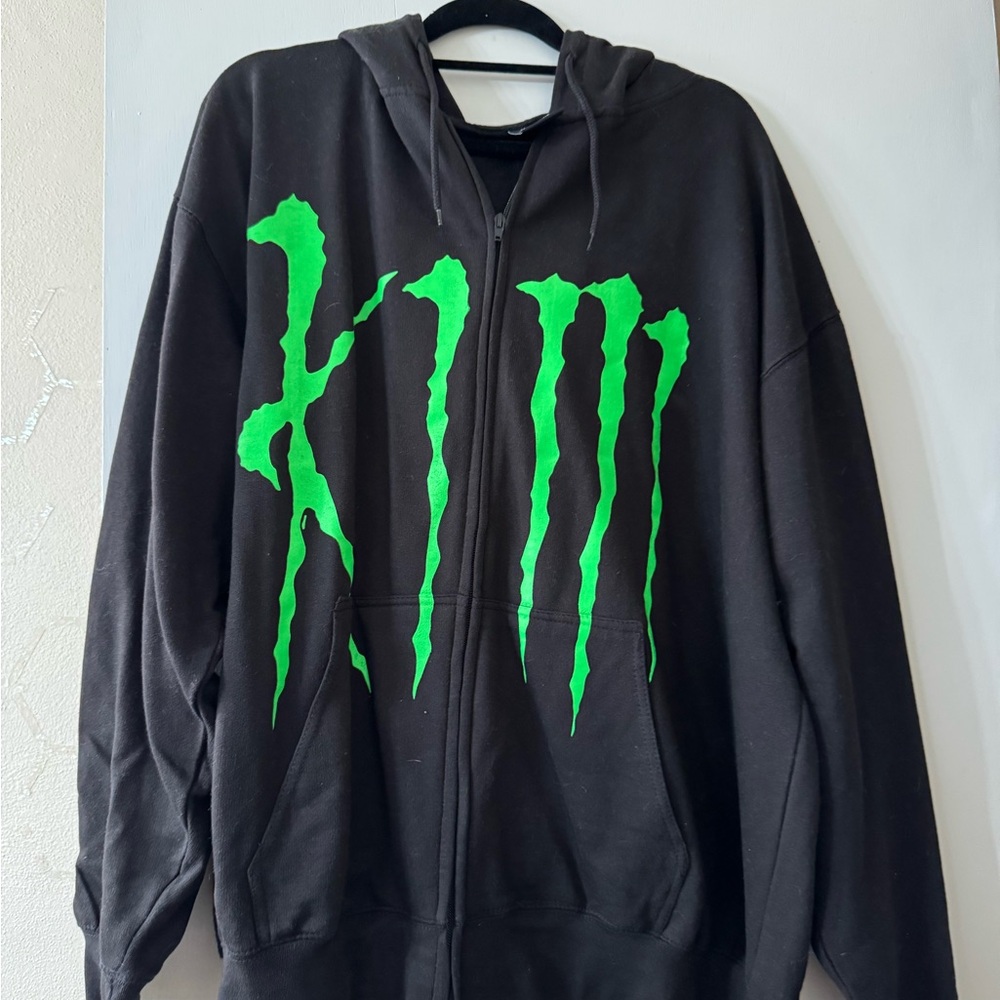 Kim Krueger KIM Monster Black Hoodie with Green Graphic
